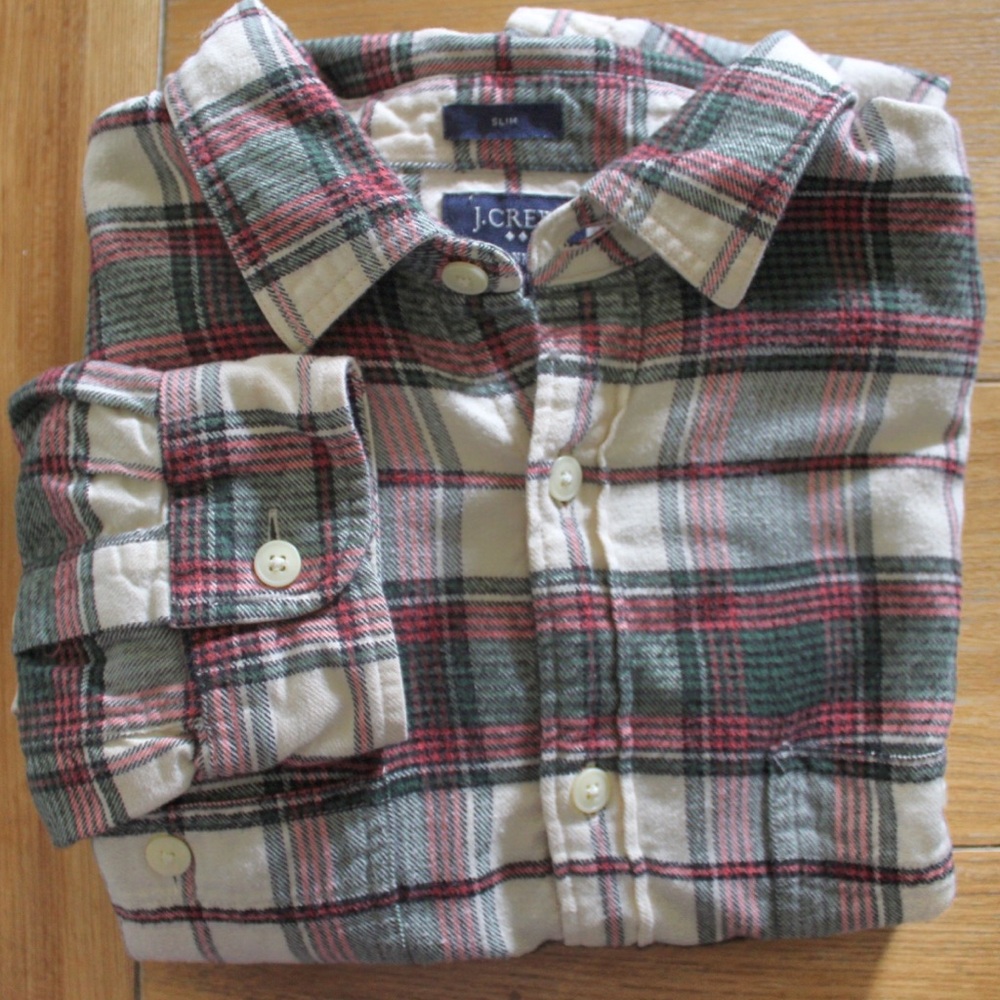 J.Crew Flannel Button Up Slim Top Shirt Men’s Large Preowned